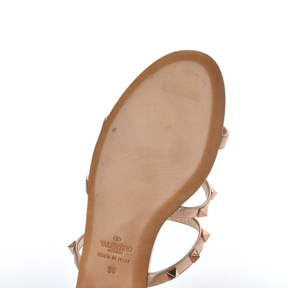 Valentino Garavani Metallic Nappa Rockstud Caged Flat Slide Sandals 38 Rame 14 of 17