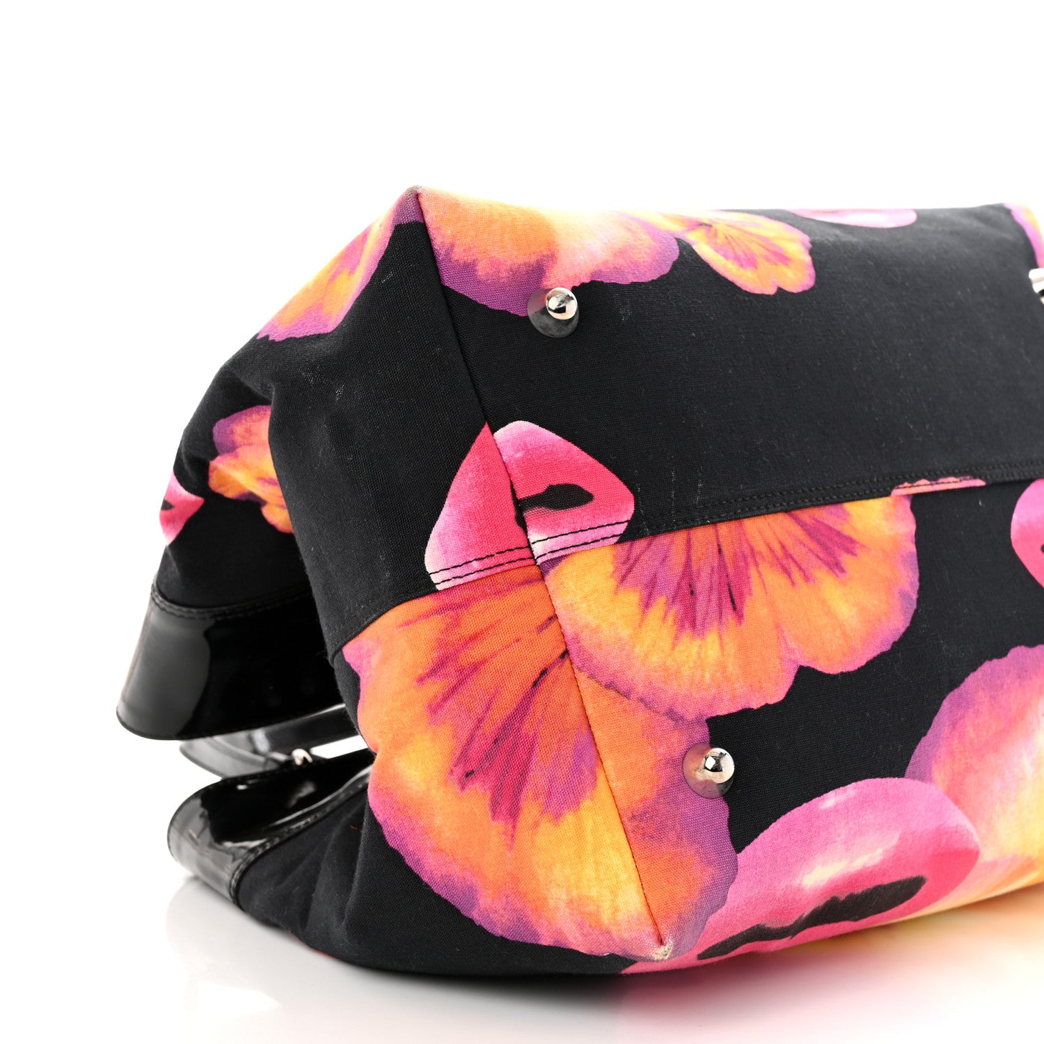 Christian Dior Patent Crystal Embellished Canvas Lips Print Tote Black Multicolor 17 of 26