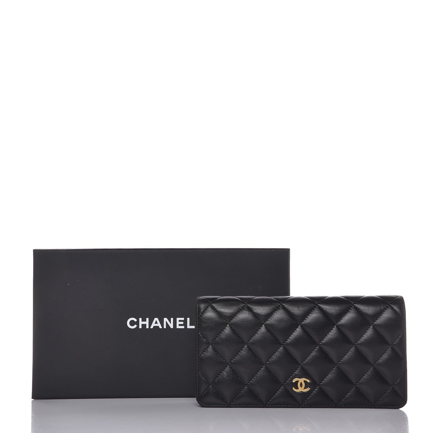 Chanel Lambskin Quilted Yen Wallet Black 10 of 10