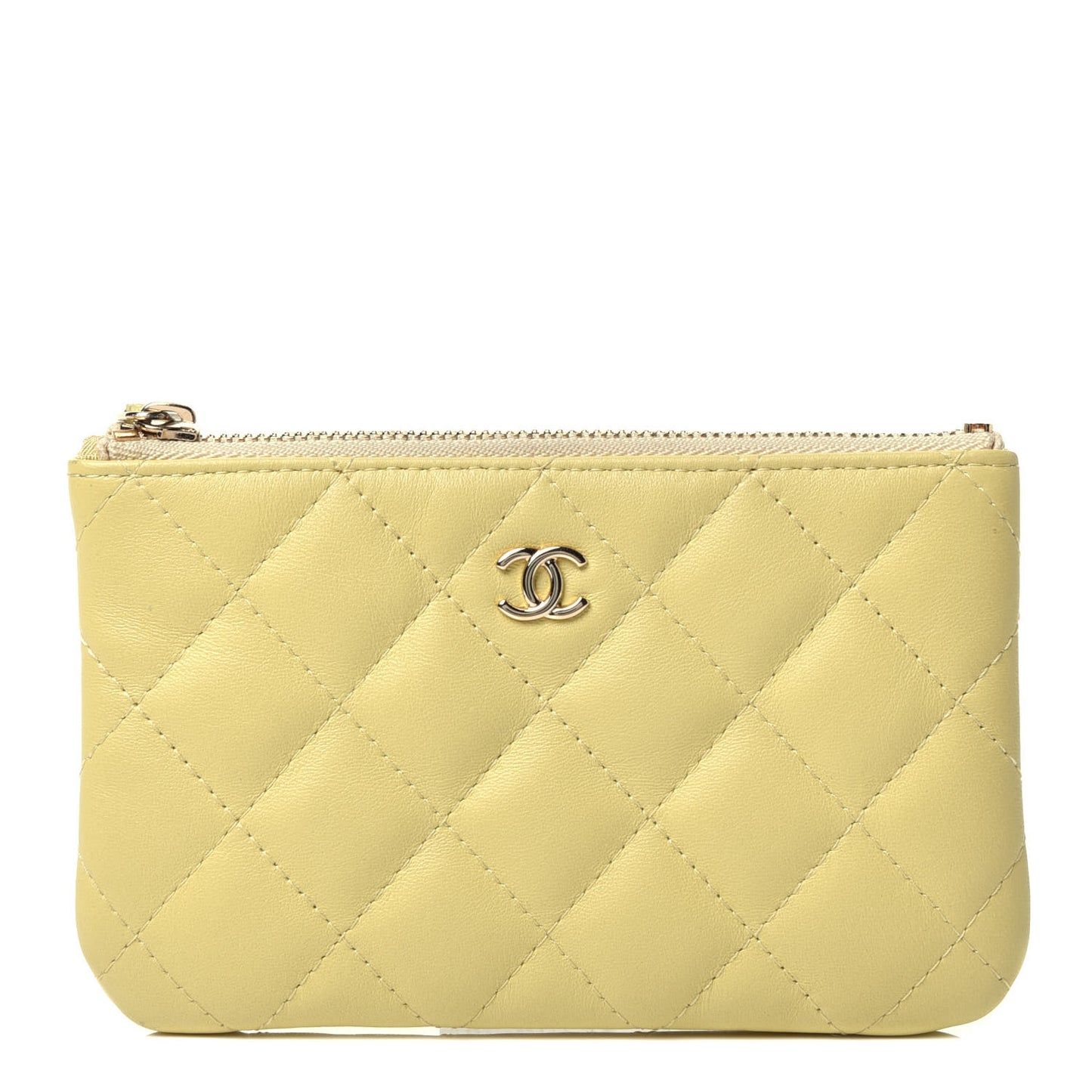 Lambskin Quilted Small Cosmetic Case Yellow