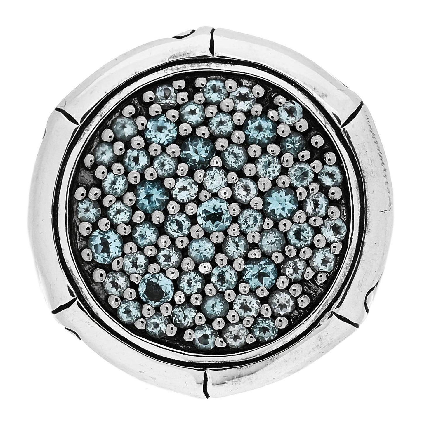 Sterling Silver Blue Topaz Bamboo Ring 57 8