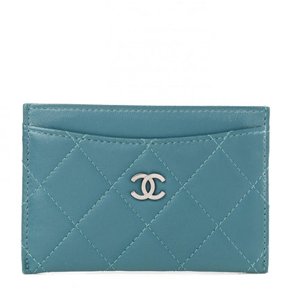 Chanel Lambskin Quilted Card Holder Blue 1 of 10
