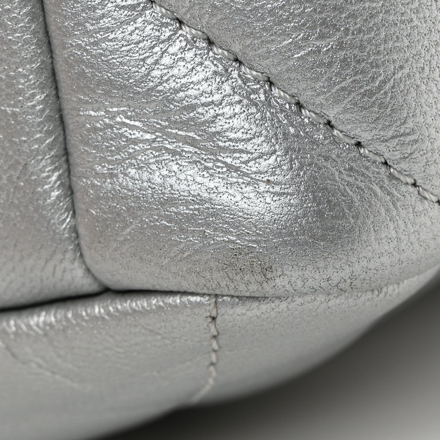 Chanel Metallic Goatskin Quilted Large Chanel 19 Flap Silver 11 of 12