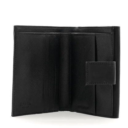 Prada Tessuto Nylon Saffiano Tri-Fold Compact Wallet Black 5 of 7