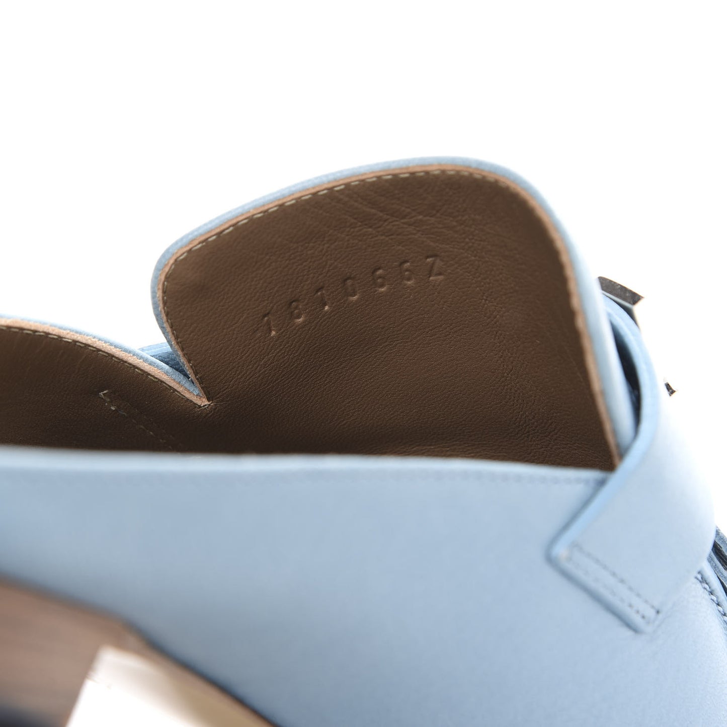 Goatskin Rivoli Mules 36.5 Bleu Ciel
