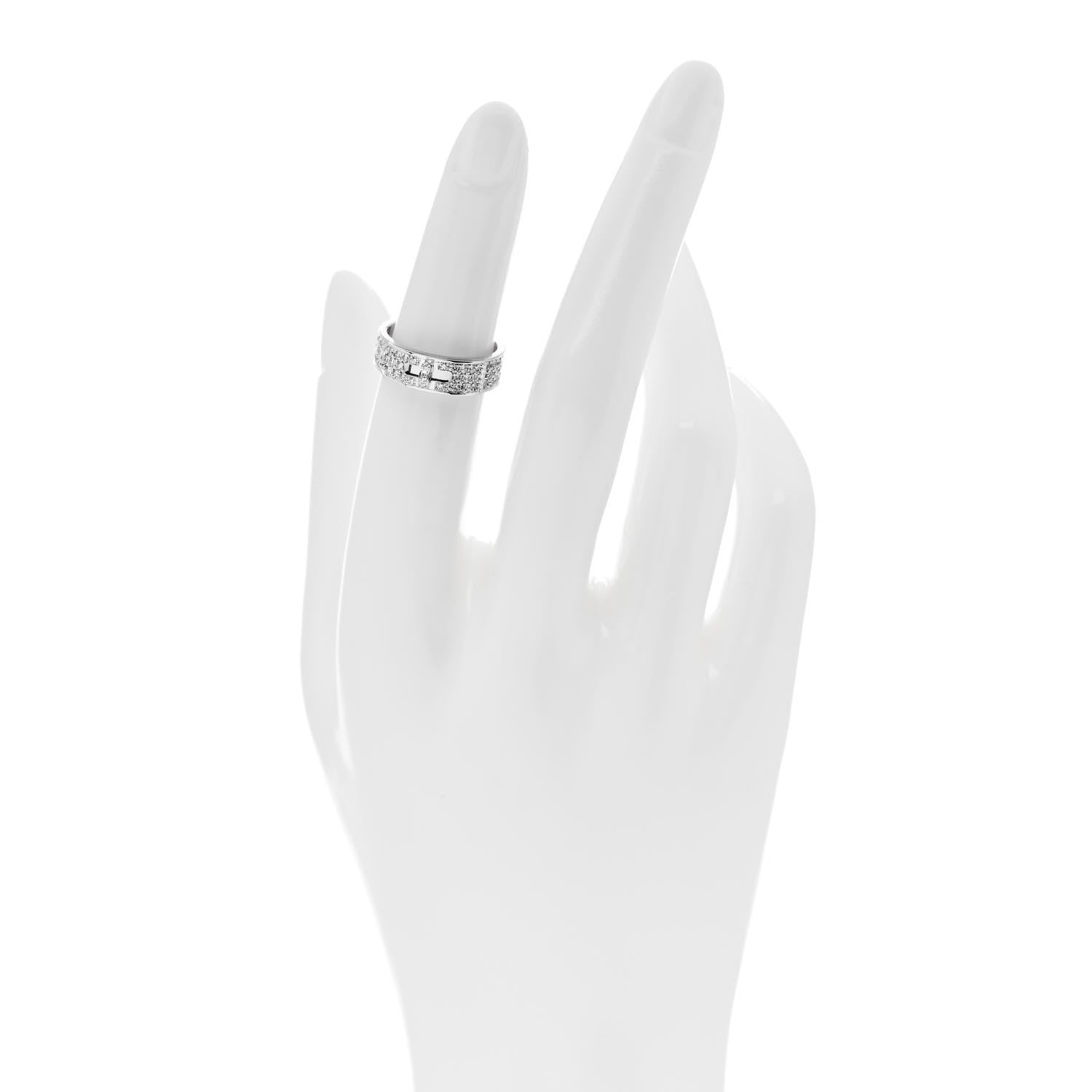 Hermes 18K White Gold Diamond Pave Kelly Ring 48 4.5 2 of 4
