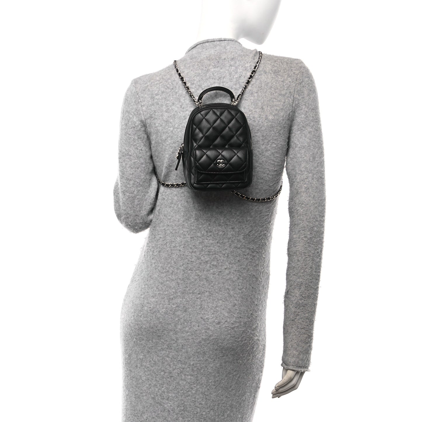 Lambskin Quilted CC Mini Classic Backpack Black