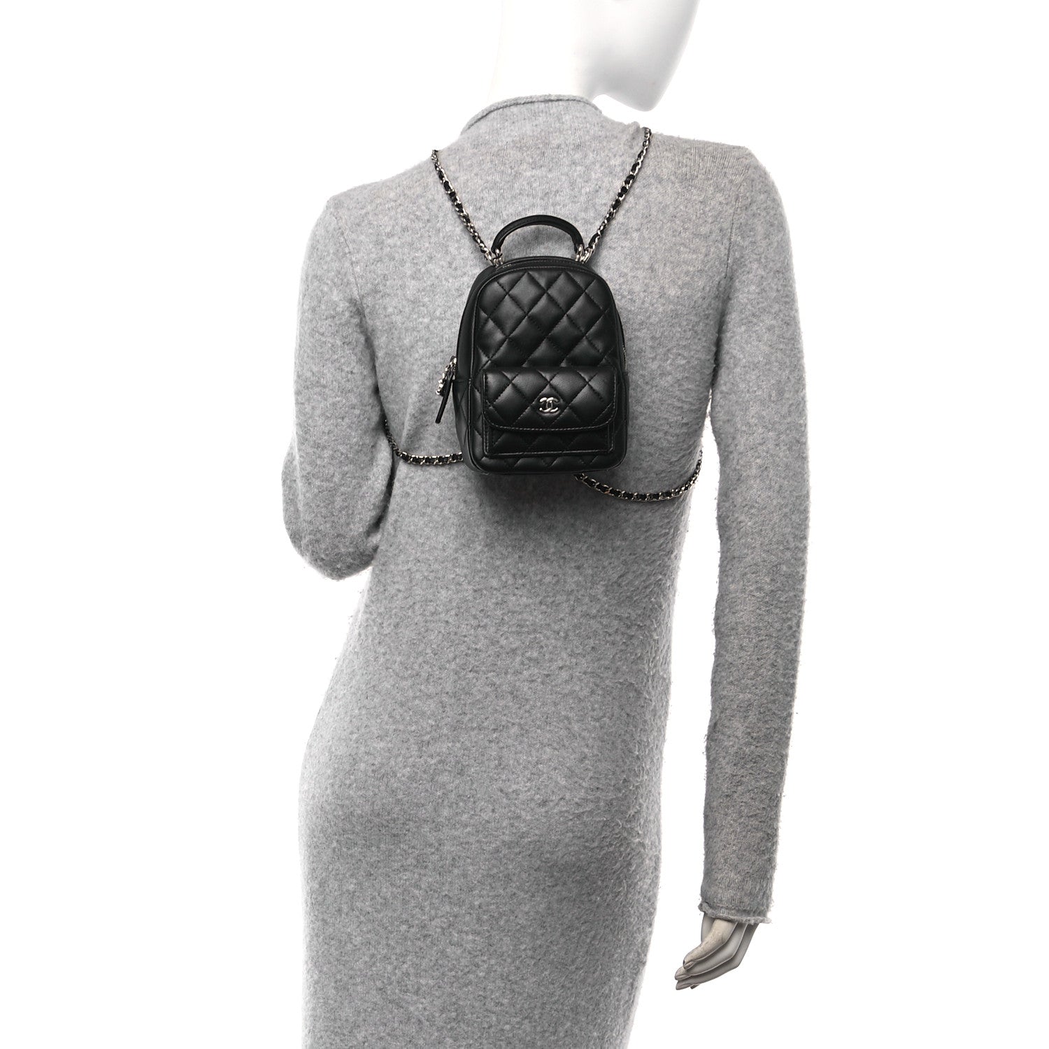 Chanel Lambskin Quilted CC Mini Classic Backpack Black 2 of 11