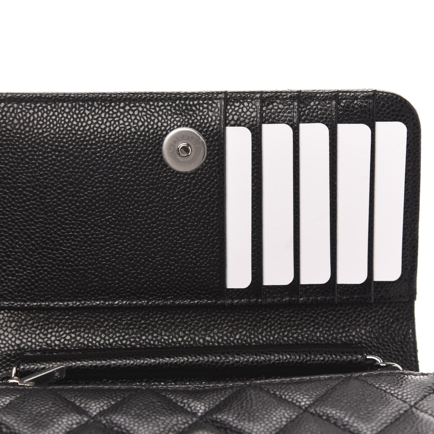 Caviar Quilted Mini Wallet On Chain WOC Black