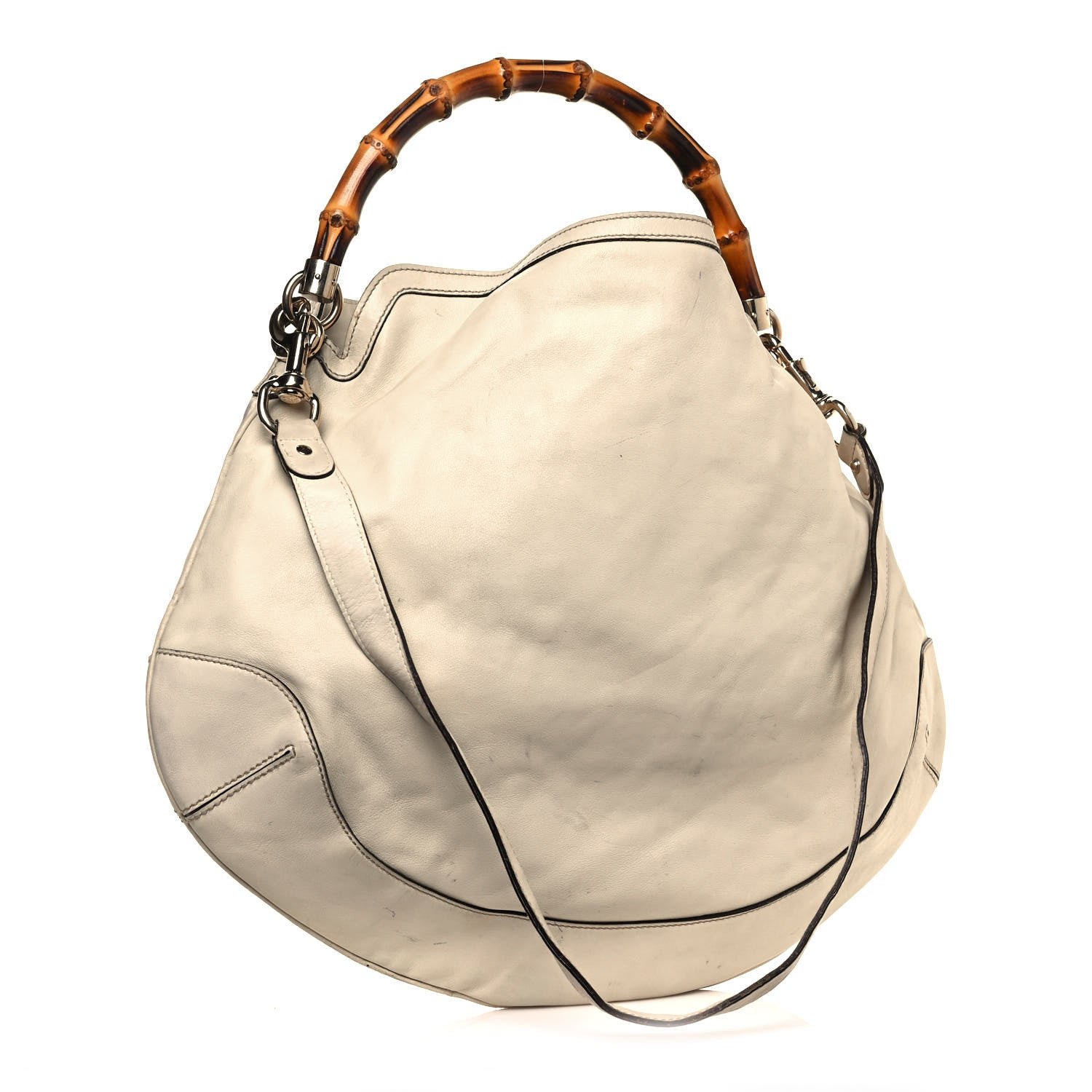 Gucci Calfskin Peggy Bamboo Top Handle Hobo Ivory 3 of 23