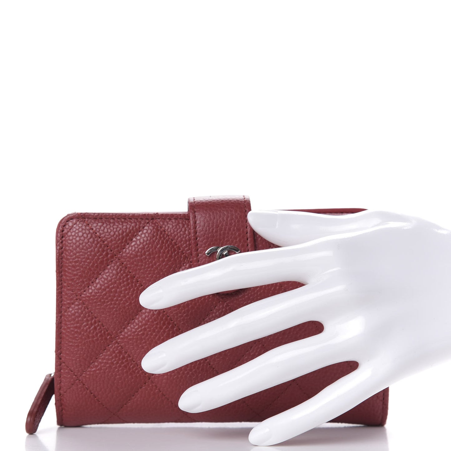 Caviar Quilted Zipped Pocket Wallet Red