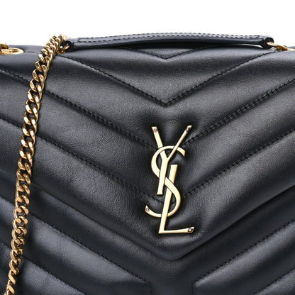 Saint Laurent Calfskin Y Quilted Monogram Small Loulou Chain Satchel  Black 6 of 7