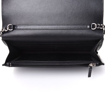Chanel Caviar Camellia Embossed Wallet On Chain WOC Black 4 of 11