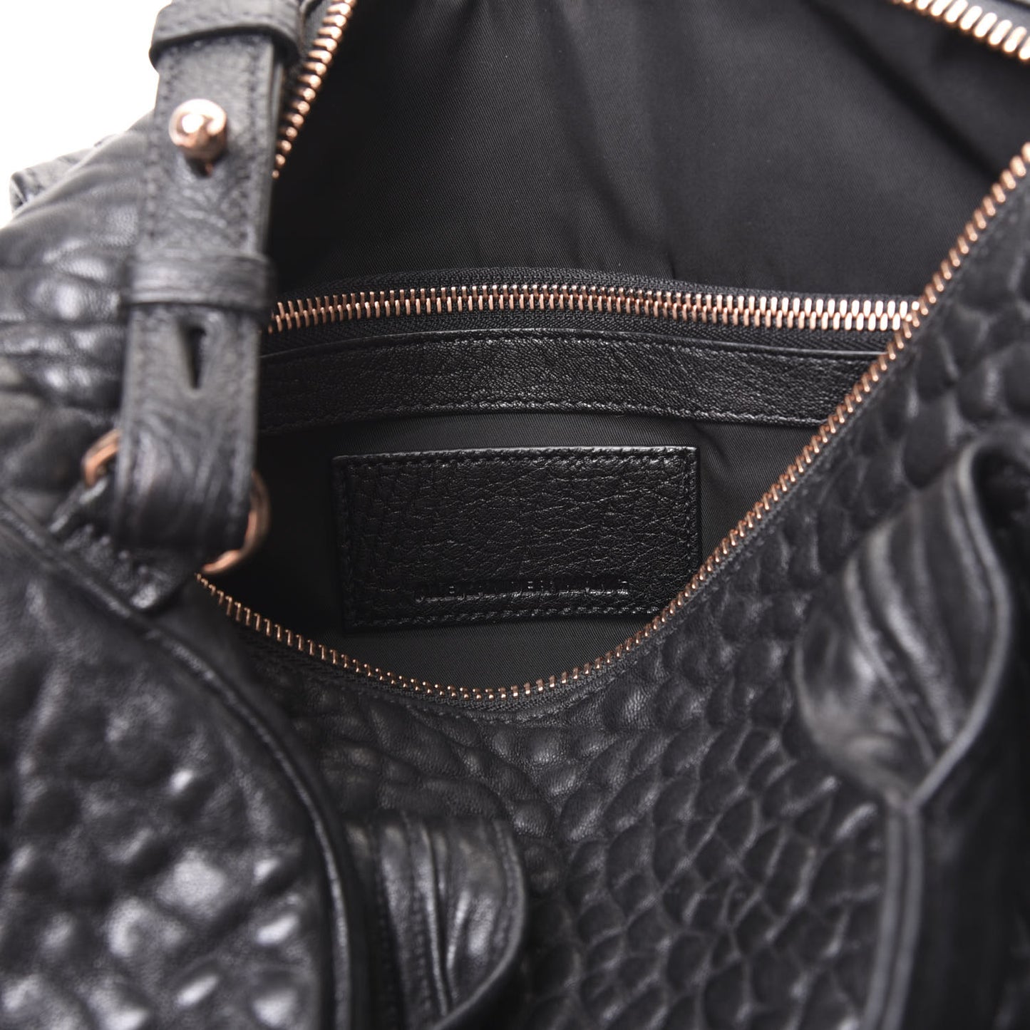 Pebbled Lambskin Rocco Black Rose Gold Hardware