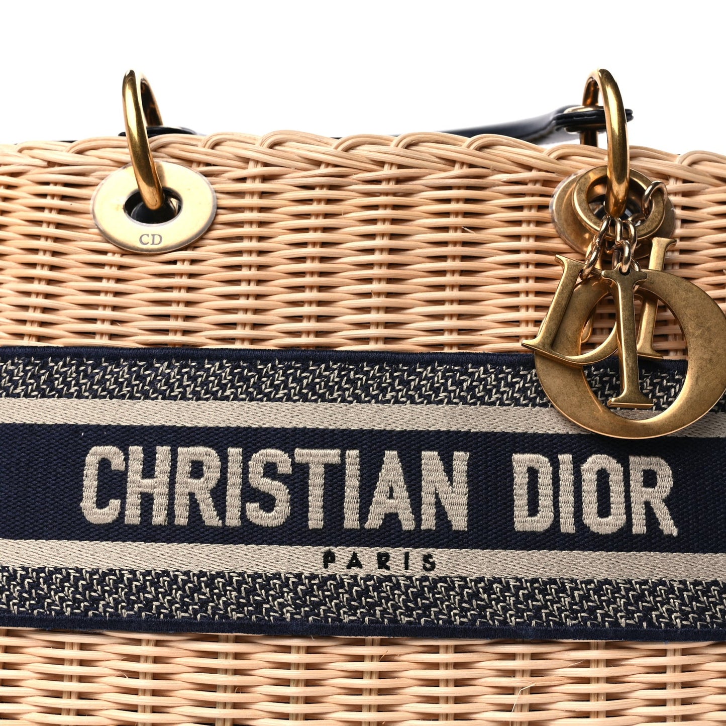 Wicker Oblique Medium Lady Dior Bag Blue Multicolor