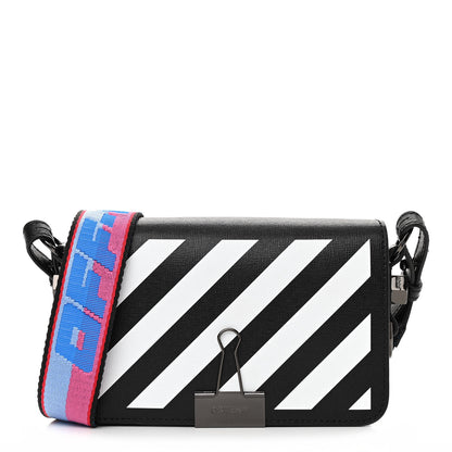 Off-White Saffiano Striped Mini Diag Binder Clip Bag Black White Indus 1 of 13