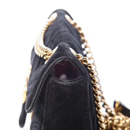 Gucci Velvet Matelasse Mini GG Marmont Shoulder Bag Black 14 of 15