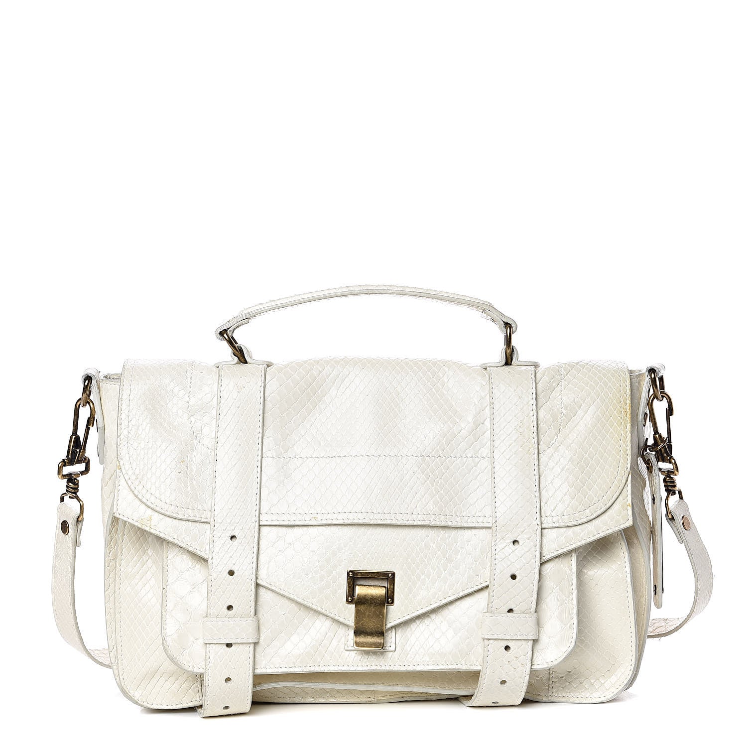 Proenza Schouler Snakeskin Calfskin Embossed Medium PS1 Satchel White 1 of 17