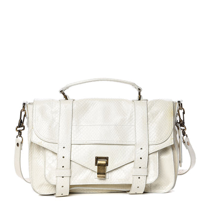 Proenza Schouler Snakeskin Calfskin Embossed Medium PS1 Satchel White 1 of 17