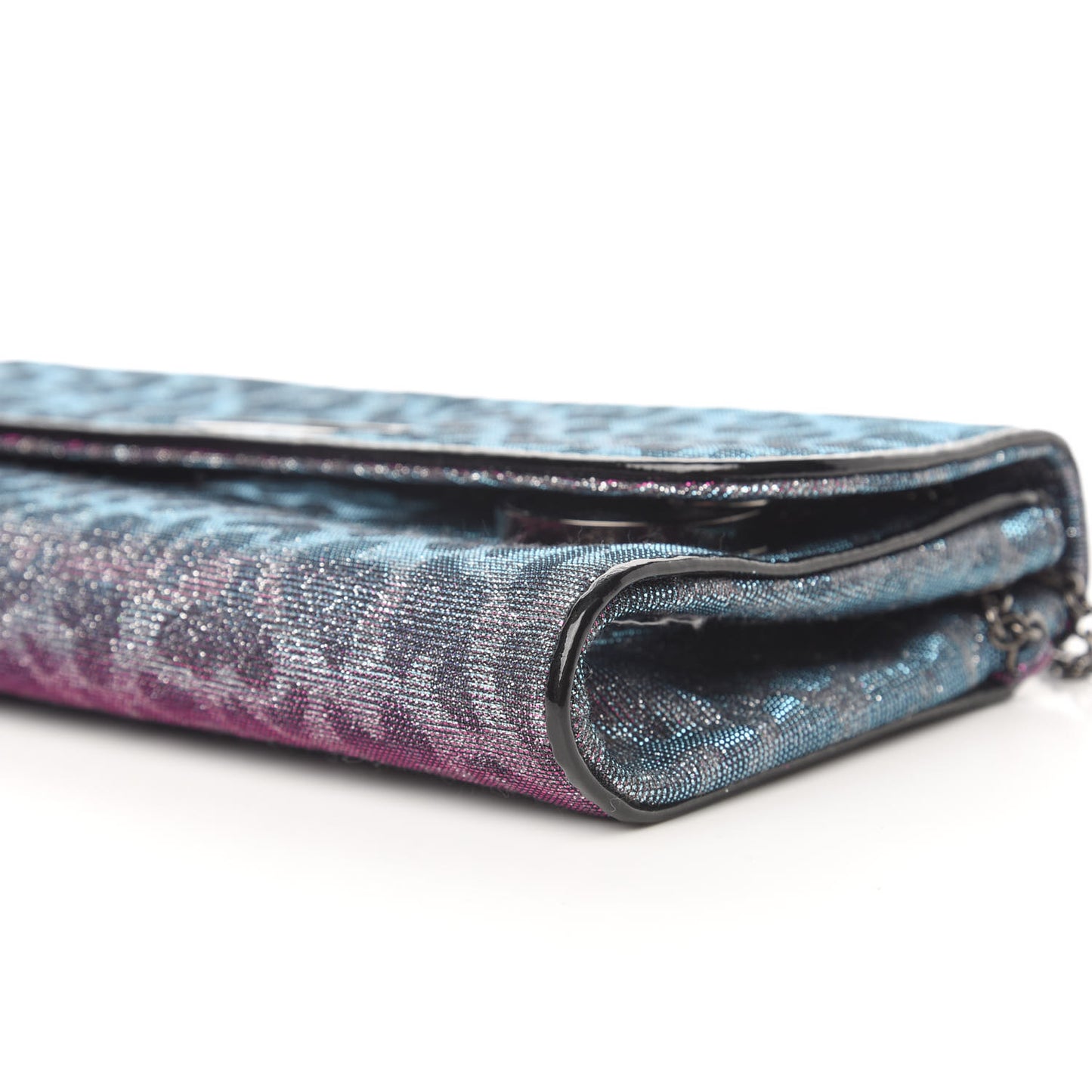Lame Leopard Riviera Clutch Turquoise Violet