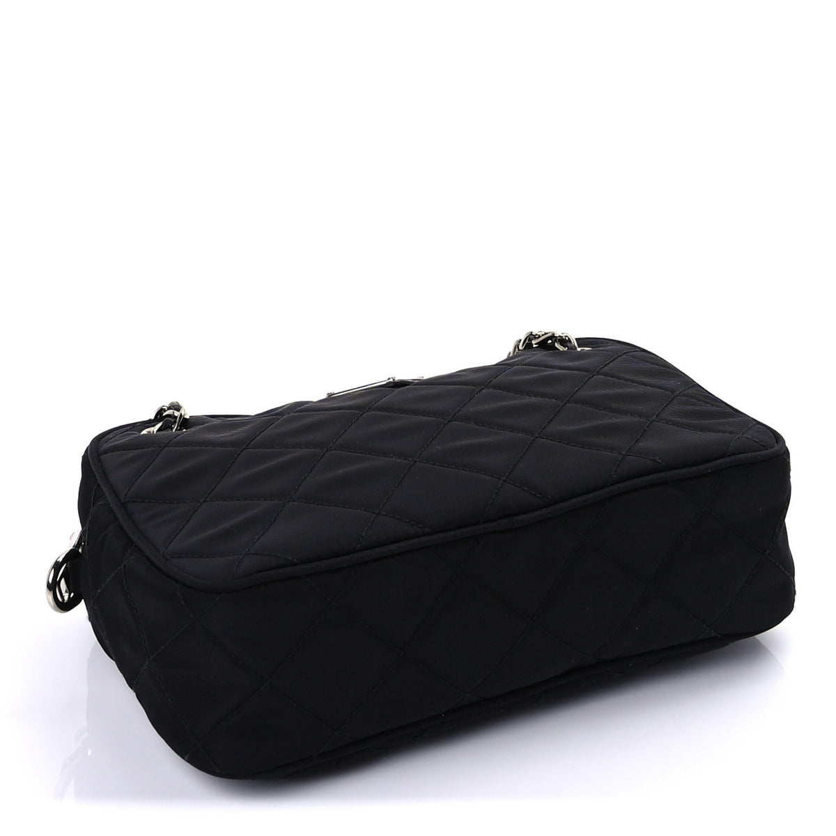 Nylon Tessuto Impuntu Quilted Bandoliera Crossbody Bag Black
