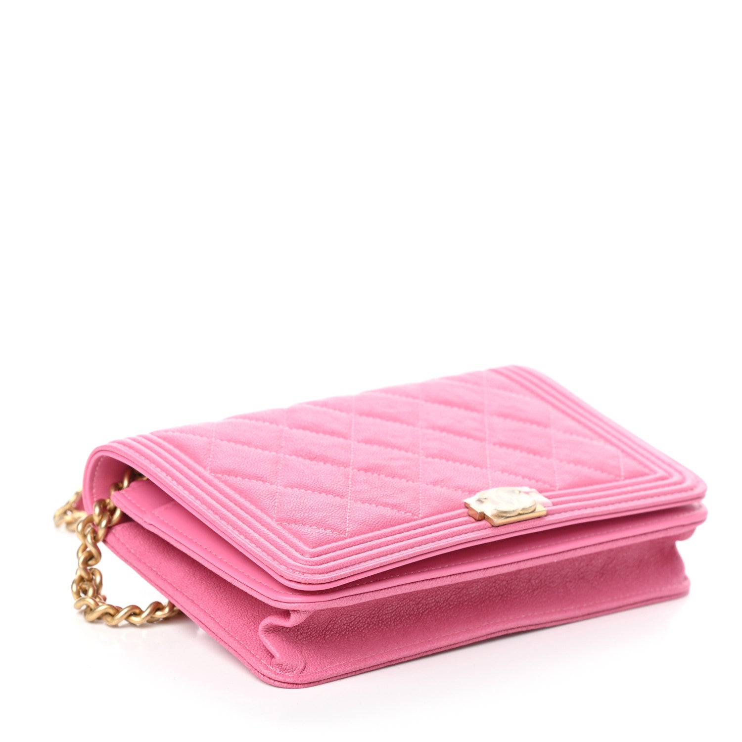 Chanel Caviar Quilted Boy Wallet On Chain WOC Pink 4 of 11