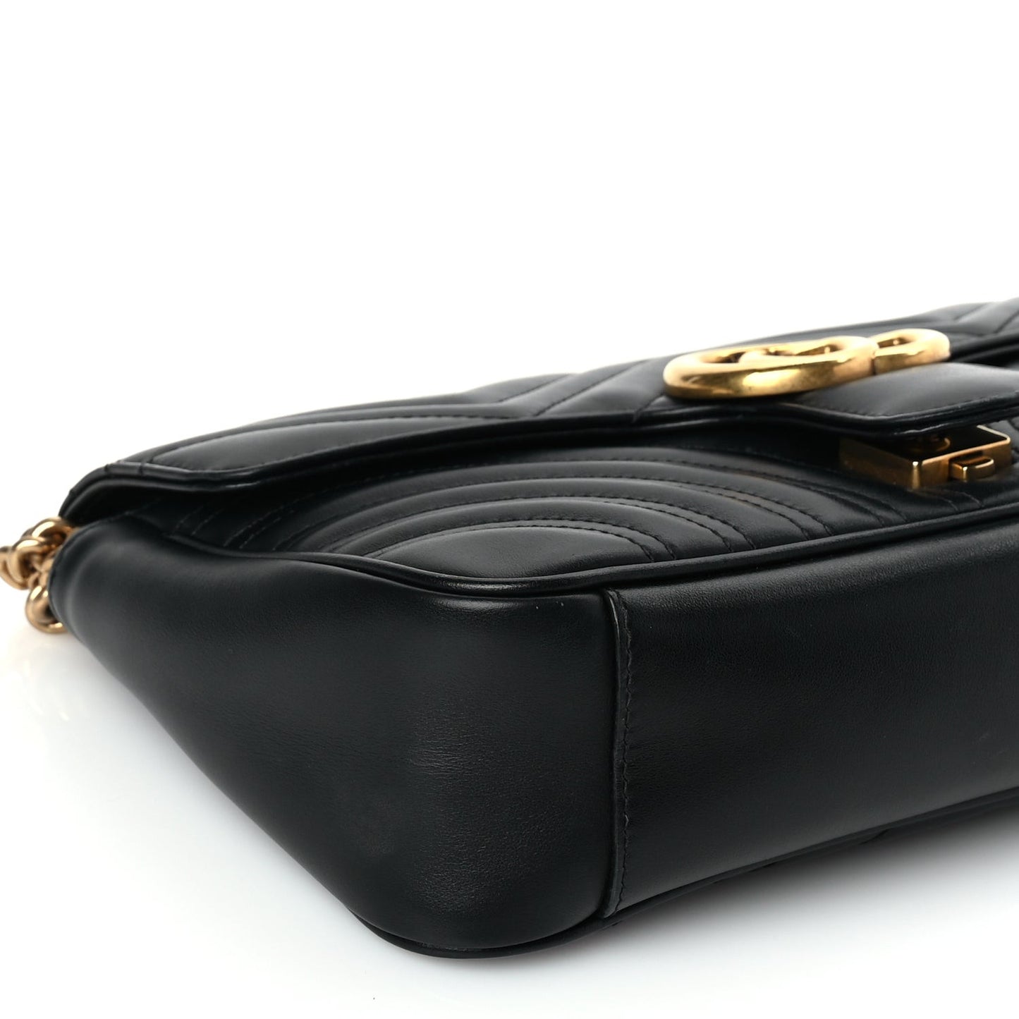Calfskin Matelasse Small GG Marmont Shoulder Bag Black