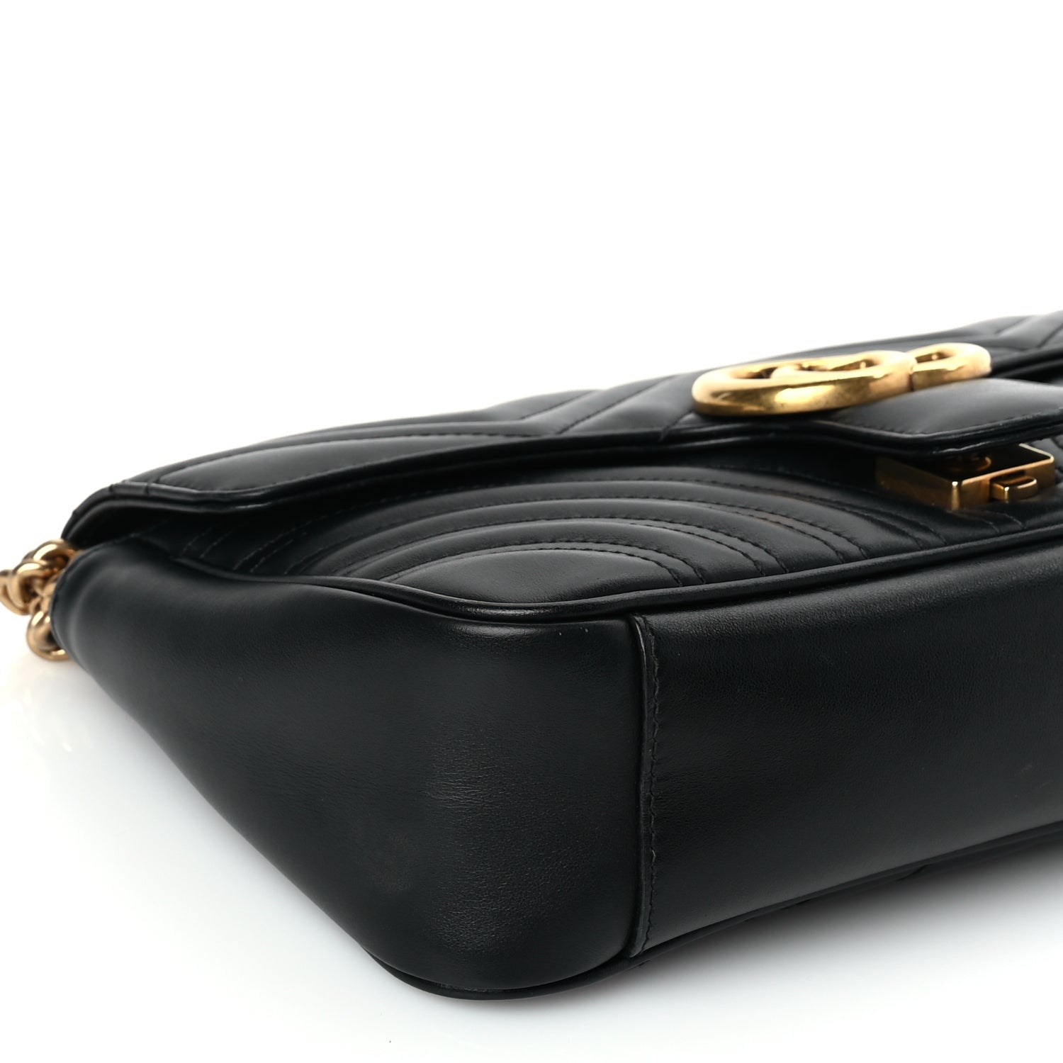 Gucci Calfskin Matelasse Small GG Marmont Shoulder Bag Black 7 of 8