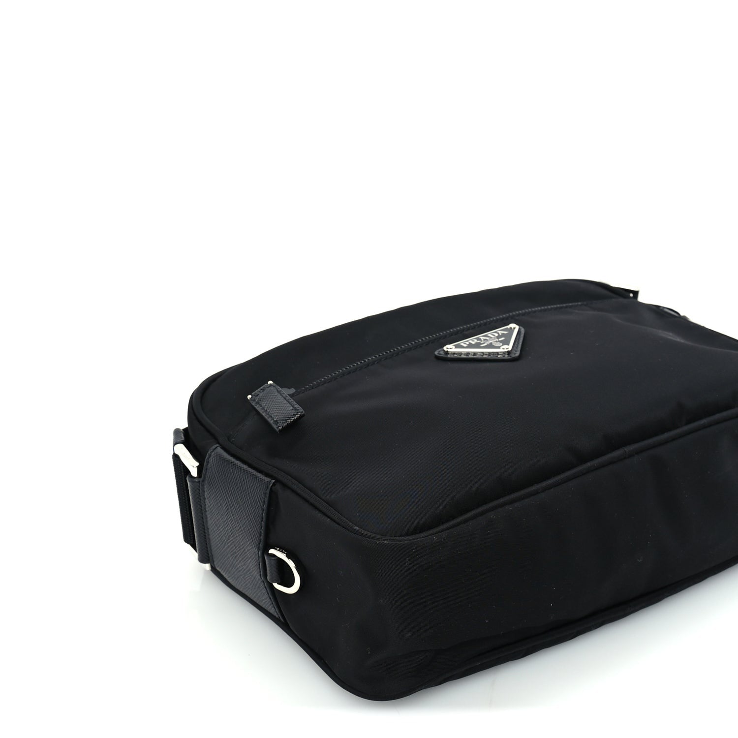 Prada Re-Nylon Vela Saffiano Pocket Double Zip Shoulder Bag  Black 6 of 7