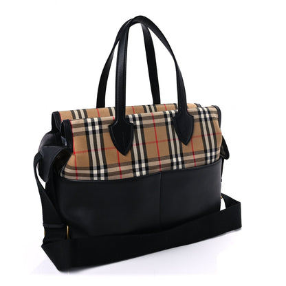 Burberry Calfskin Vintage Check Kingswood Achly Diaper Bag  Black 2 of 8