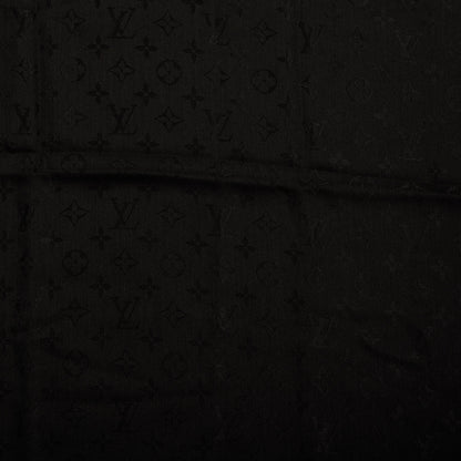 Louis Vuitton Silk Wool Monogram Shawl Black 2 of 3