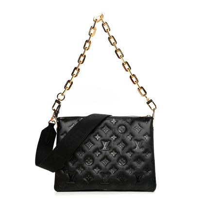 Louis Vuitton Lambskin Embossed Monogram Coussin PM Black 1 of 11