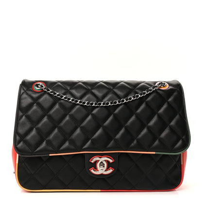 Chanel Lambskin Quilted Jumbo Cuba Color Flap  Black 1 of 8
