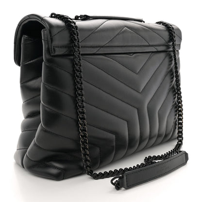 Saint Laurent Calfskin Y Quilted Monogram Monochrome Medium Loulou Chain Satchel Black 3 of 7