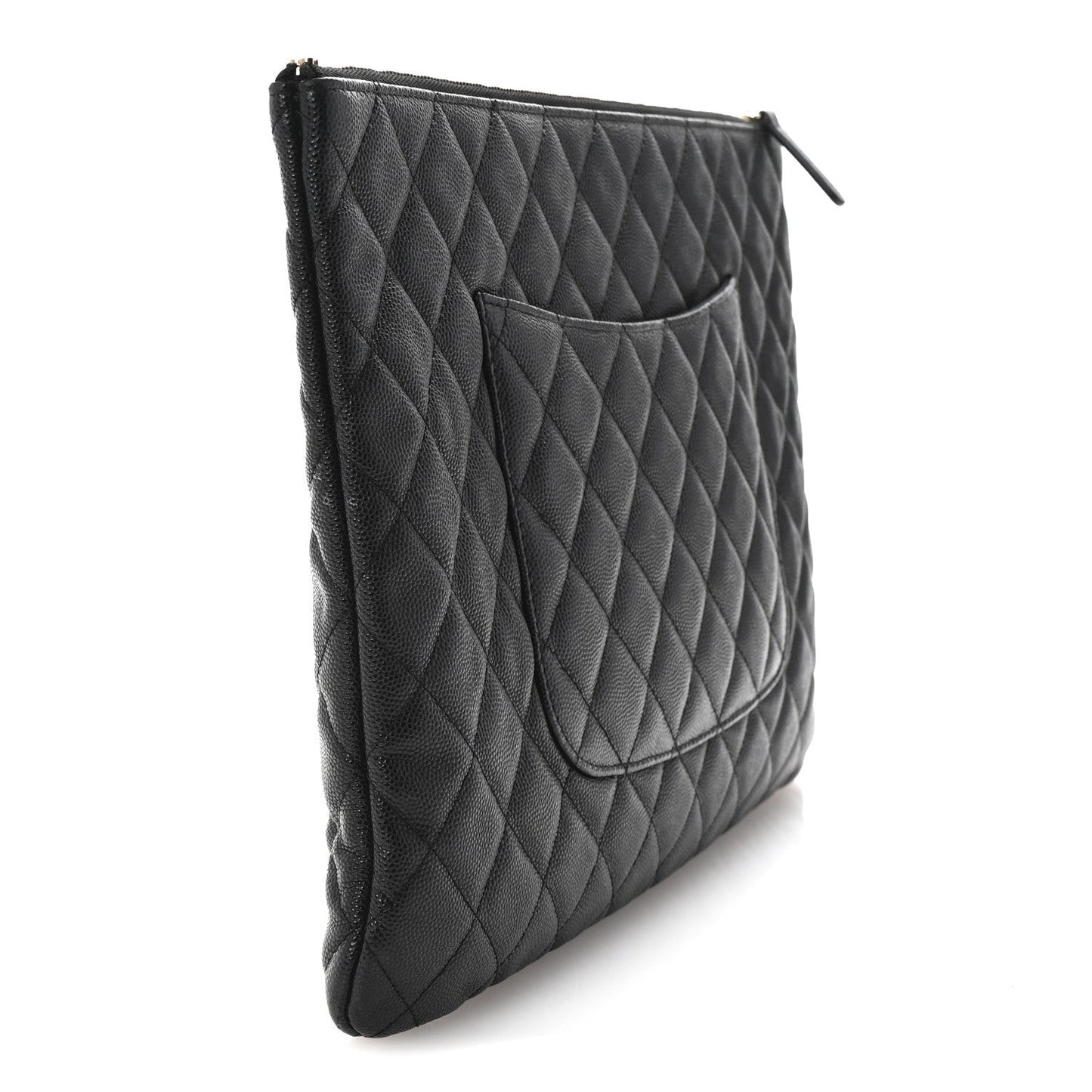 Caviar Quilted Large Cosmetic Case Black