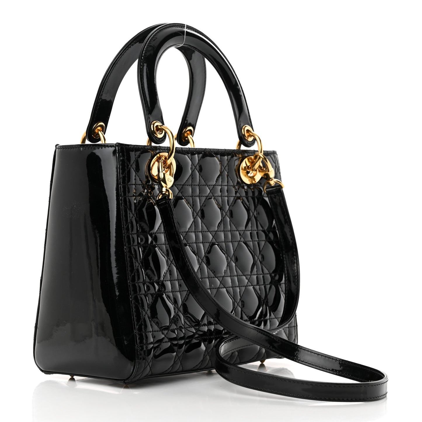Patent Cannage Medium Lady Dior Black