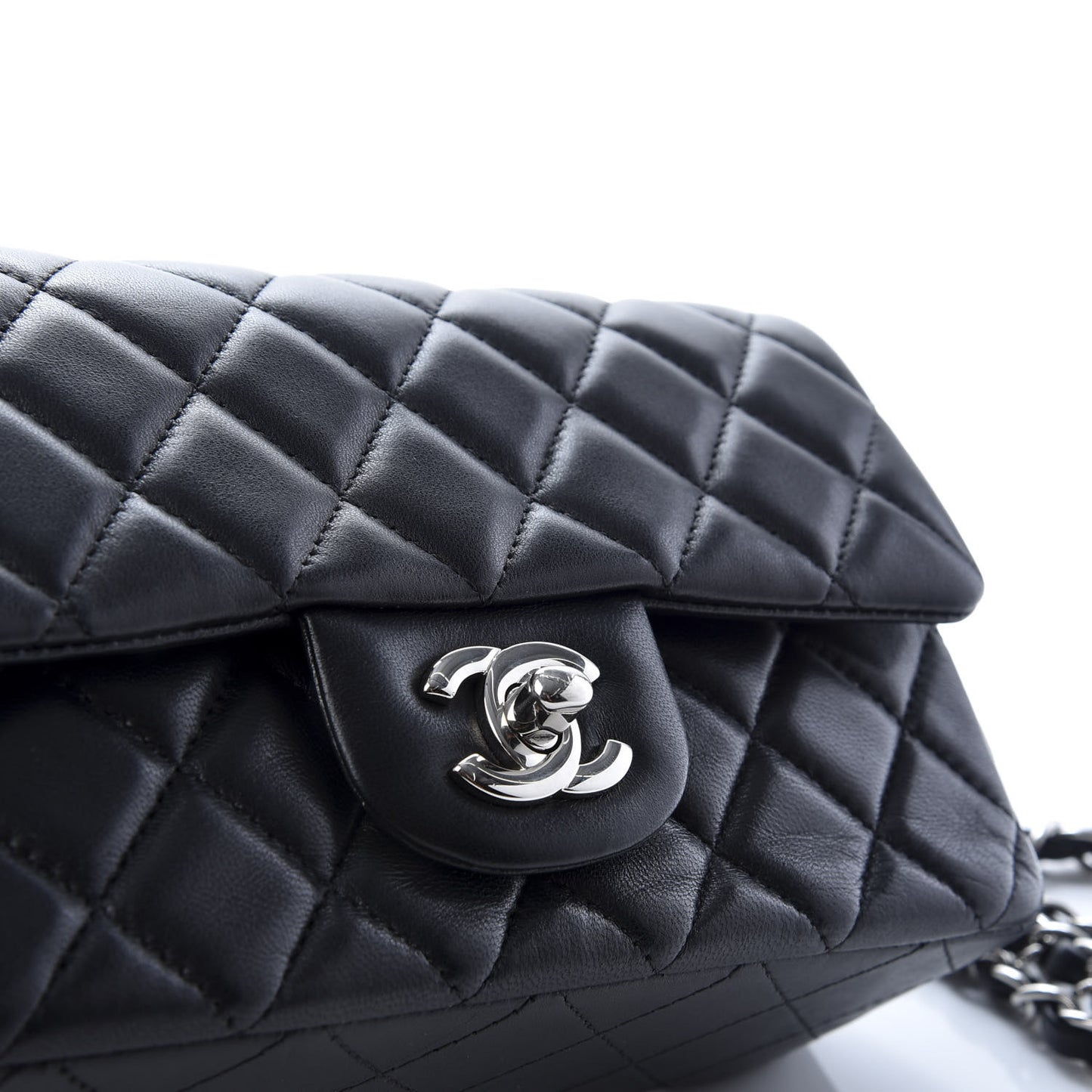Lambskin Quilted Mini Rectangular Flap Black