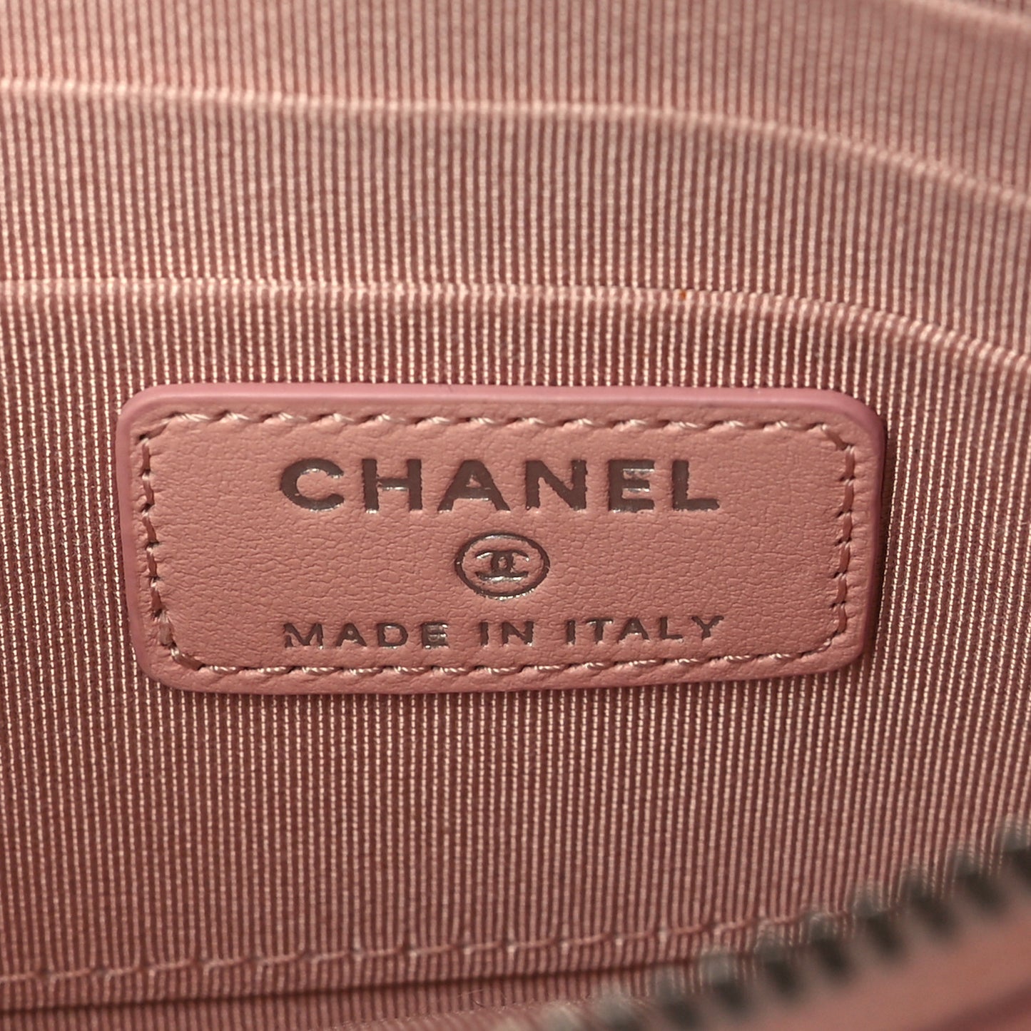 Aged Calfskin Quilted Gabrielle Zip Pouch Pink