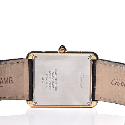 Cartier Stainless Steel 18K Yellow Gold Alligator 27mm Tank Solo Quartz Watch 5 of 8