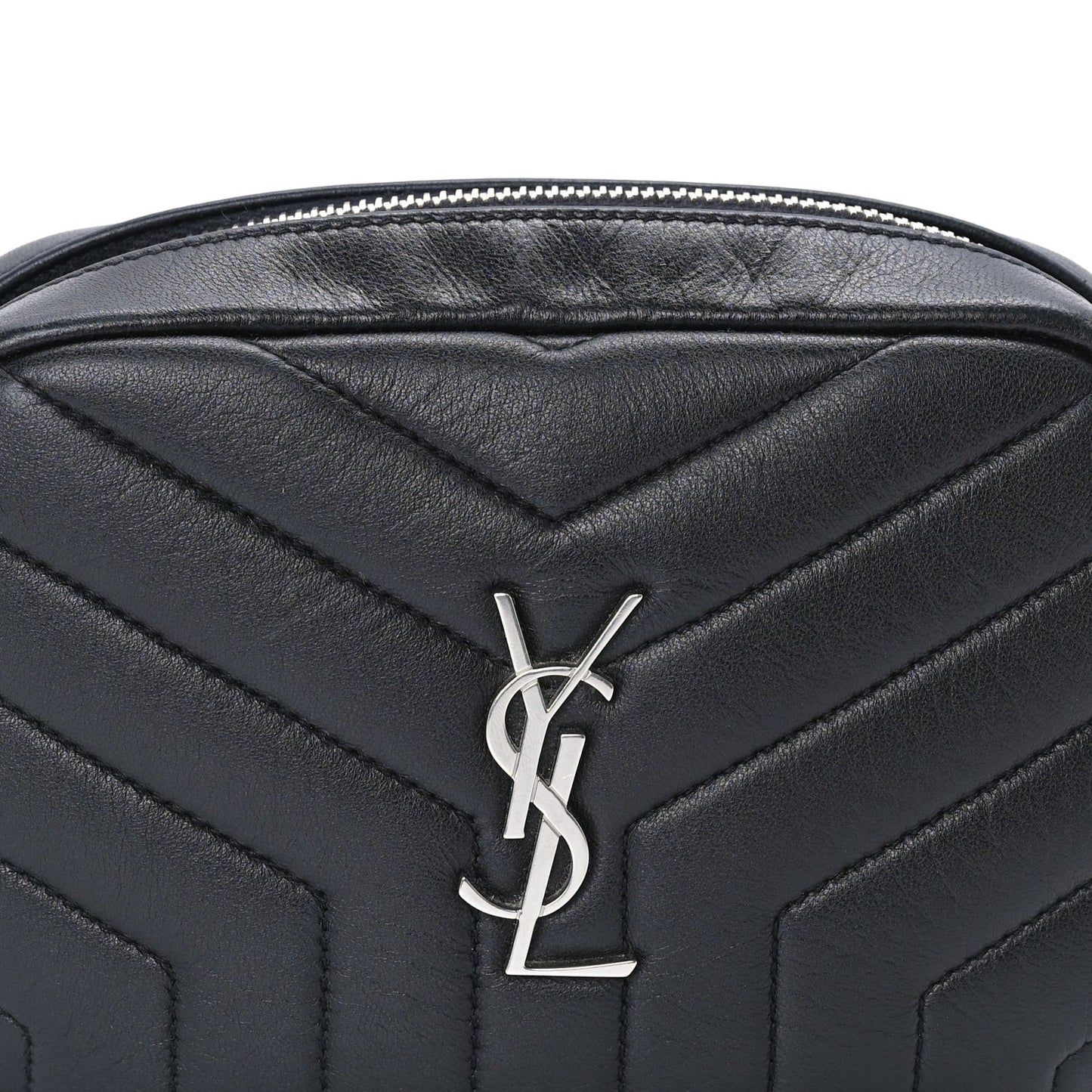 Lambskin Y Quilted Monogram Loulou Cosmetic Case Black