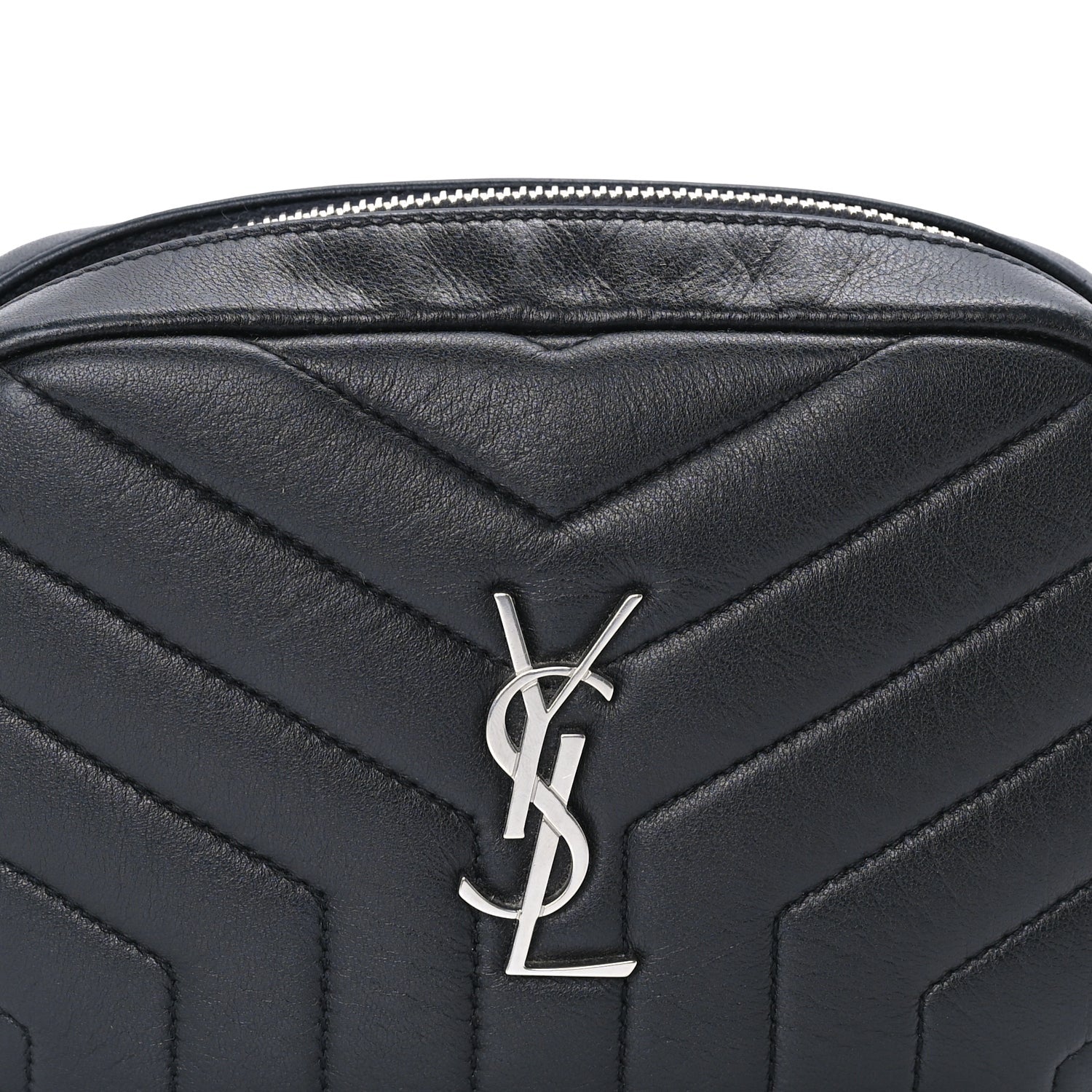 Saint Laurent Lambskin Y Quilted Monogram Loulou Cosmetic Case Black 4 of 10