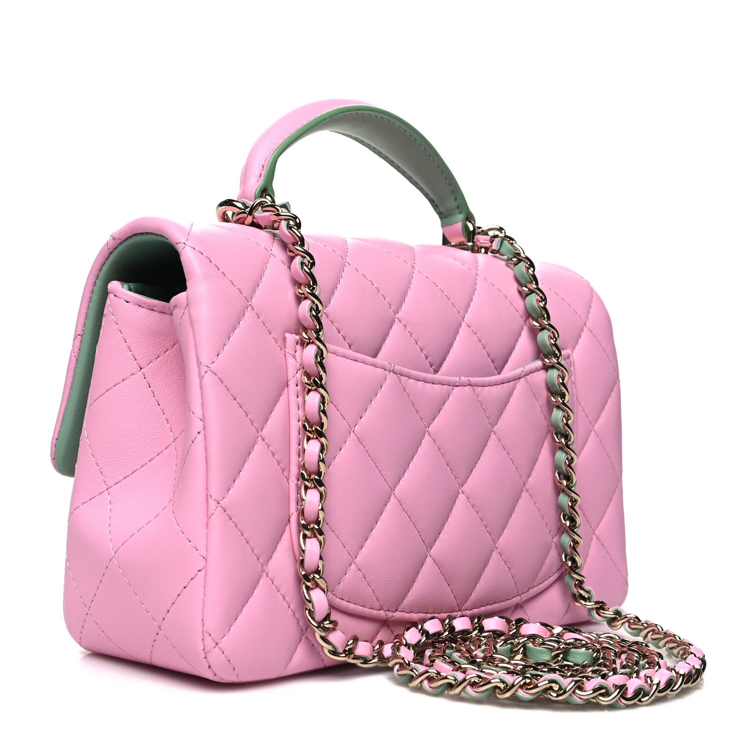 Chanel Lambskin Quilted Mini Top Handle Rectangular Flap Lilac Light Green 3 of 11