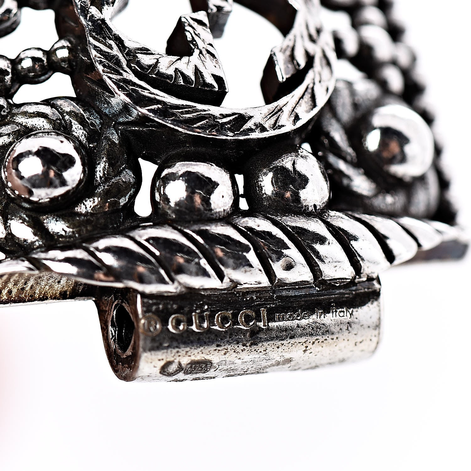 Gucci Sterling Silver Crystal Interlocking G Bangle Bracelet Yellow 4 of 4