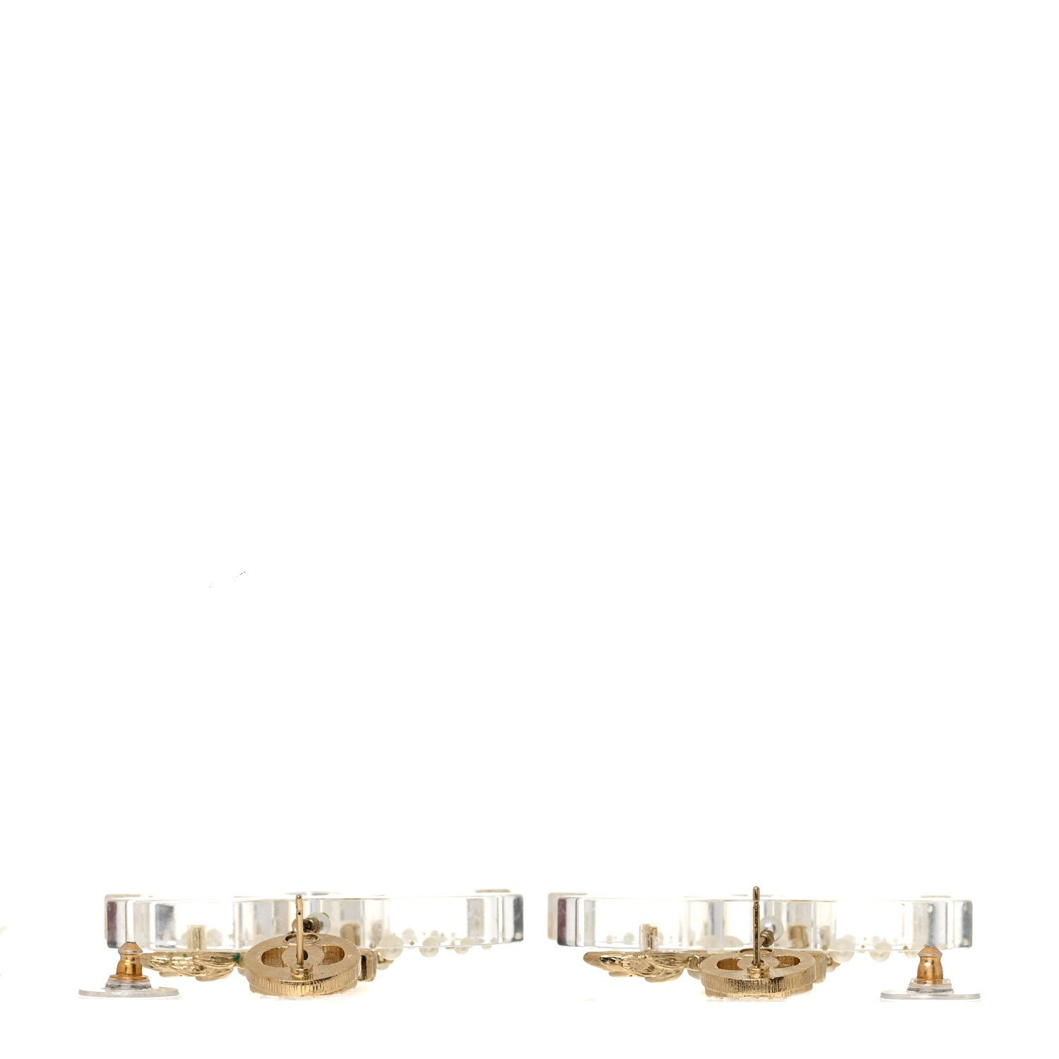 Chanel Crystal Pearl Resin CC Drop Earrings Gold 3 of 5