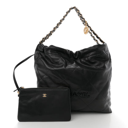 Chanel Shiny Caviar Quilted Monochrome Chanel 22 Black 3 of 11