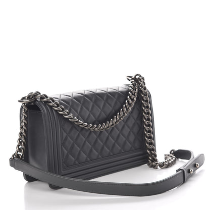 Chanel Lambskin Quilted Medium Boy Flap Dark Grey 3 of 17