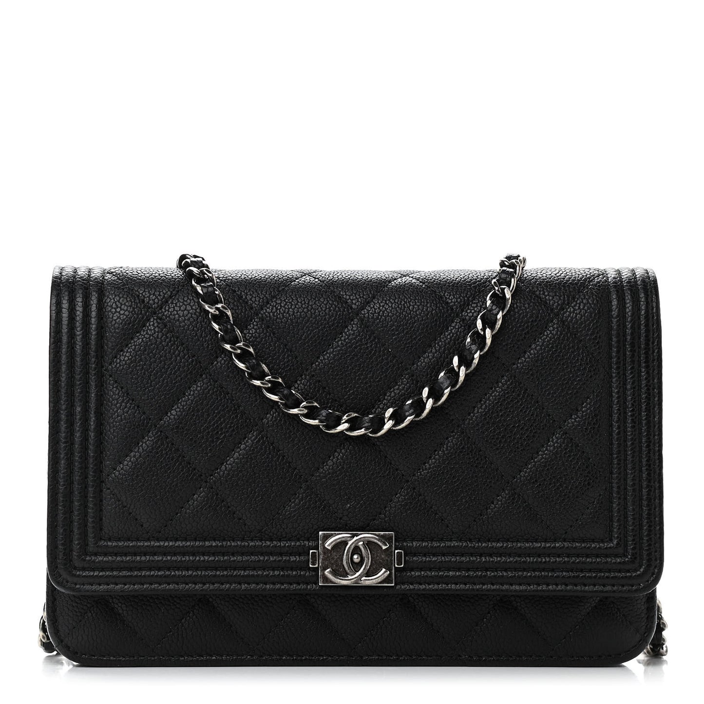 Caviar Quilted Boy Wallet On Chain WOC Black