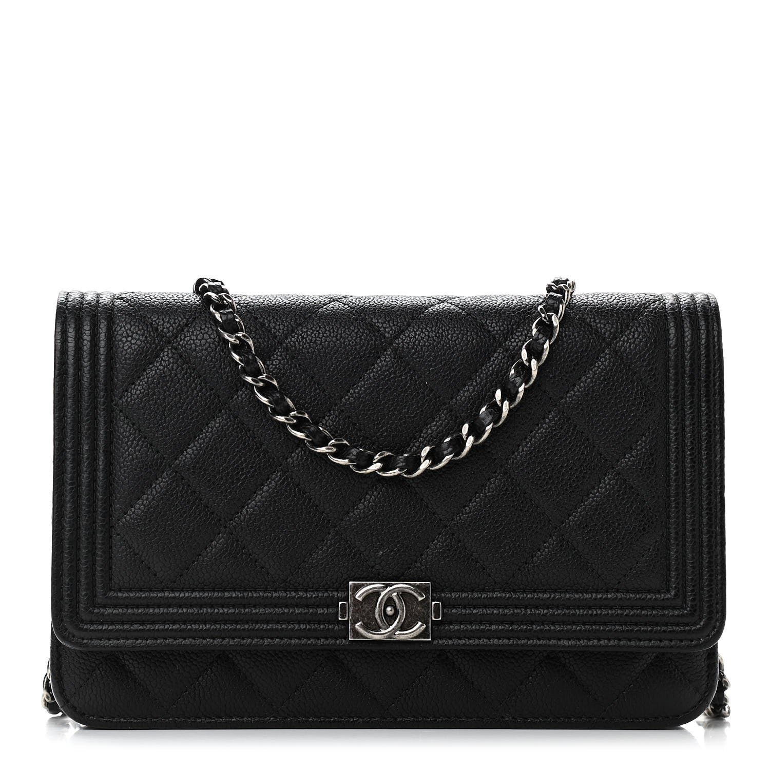 Chanel Caviar Quilted Boy Wallet On Chain WOC Black 1 of 13