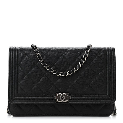 Chanel Caviar Quilted Boy Wallet On Chain WOC Black 1 of 13