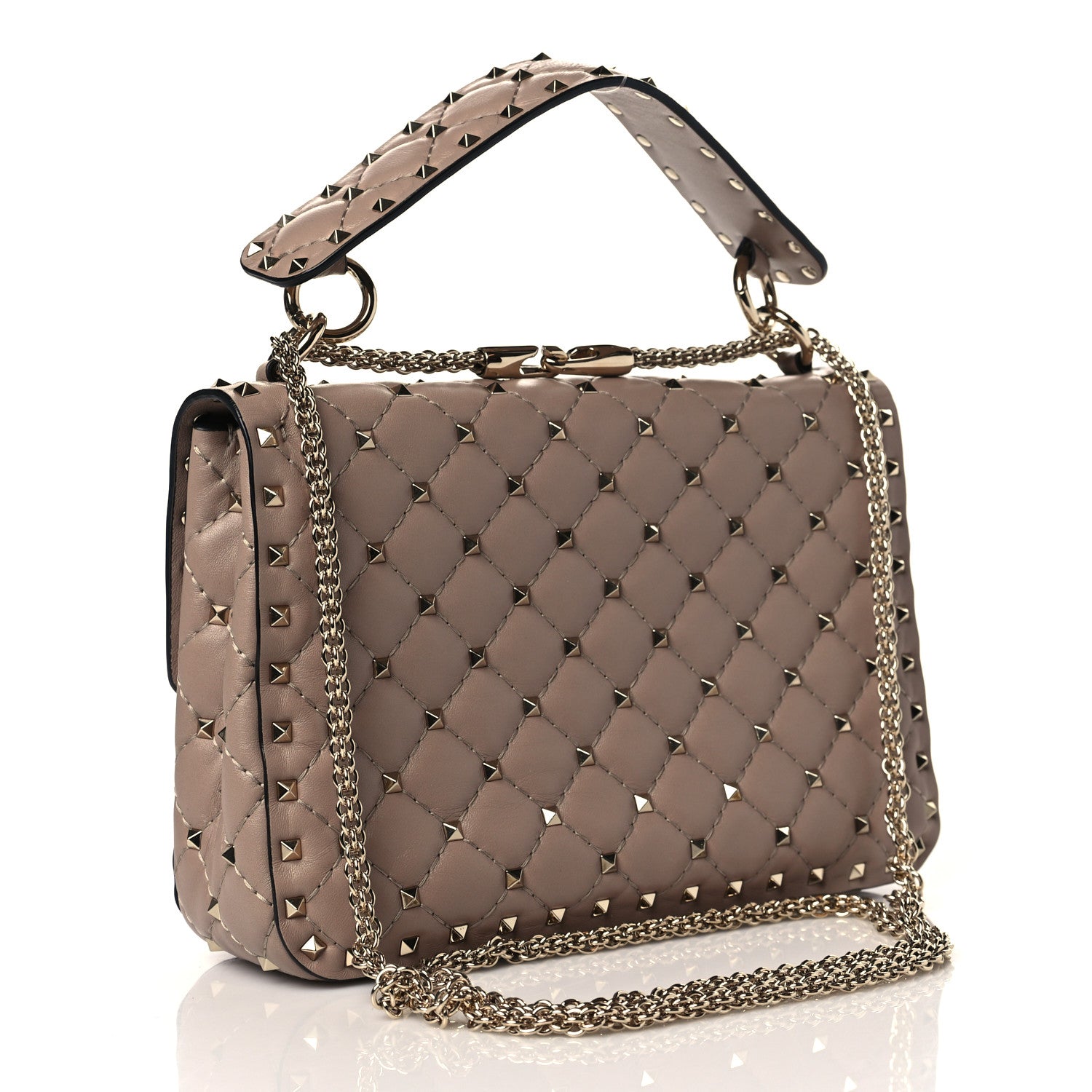 Valentino Garavani Lambskin Medium Rockstud Spike Shoulder Bag Poudre 3 of 9